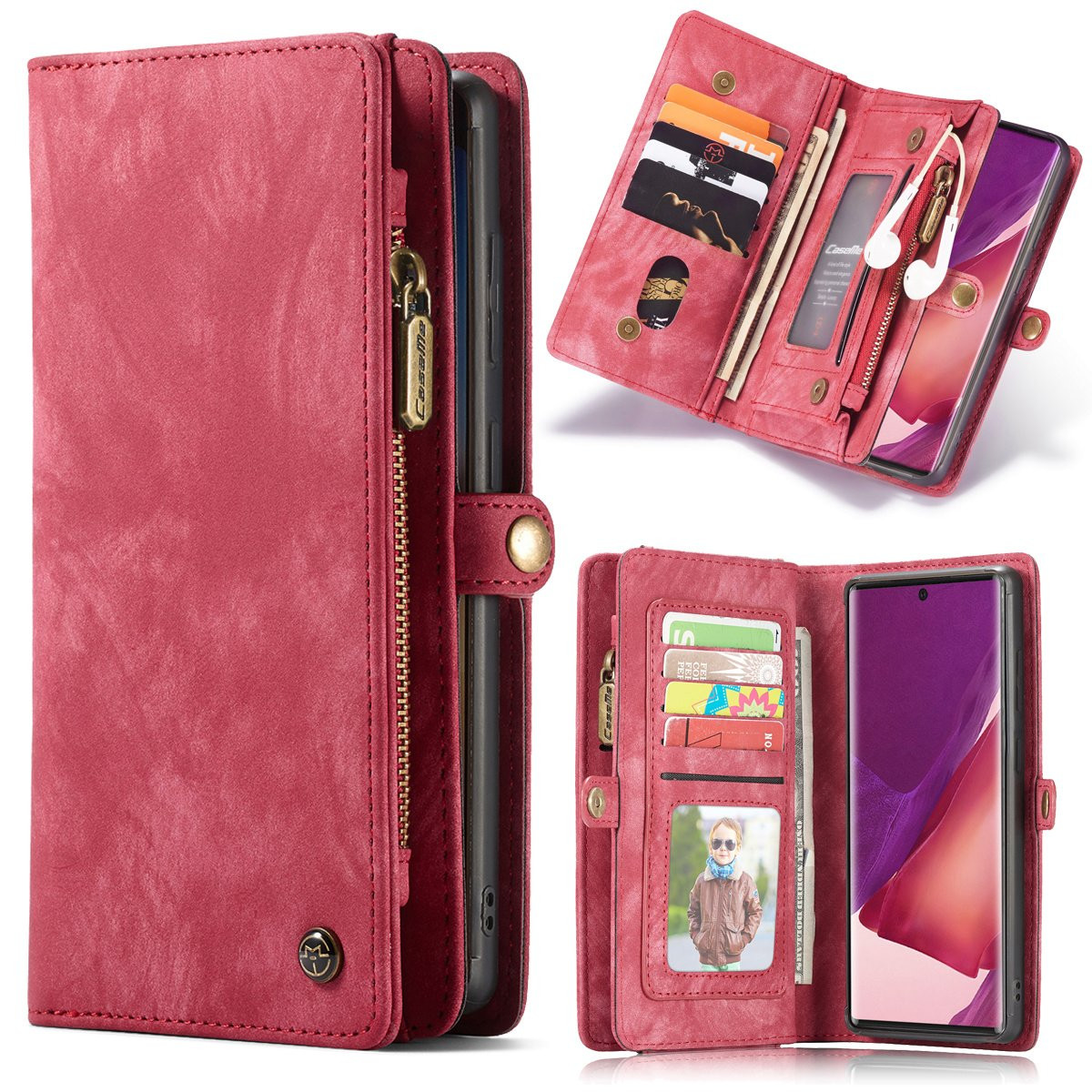 Caseme - vintage 2 in 1 portemonnee hoes - Samsung Galaxy Note 20 Ultra - Rood