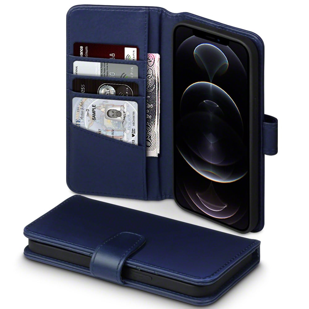 Qubits - luxe echt lederen wallet hoes - iPhone 12 Pro Max - Blauw