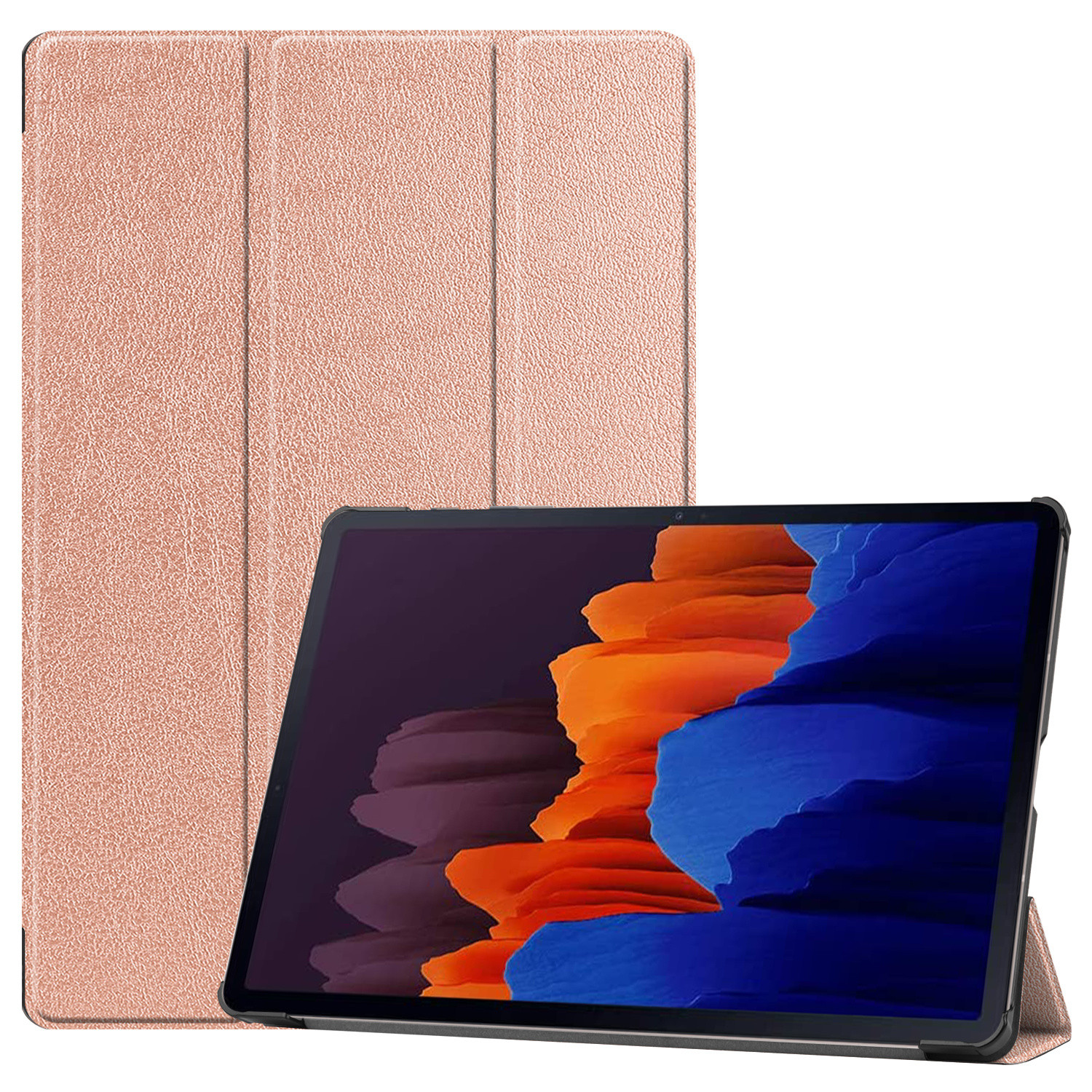 3-Vouw sleepcover hoes - Samsung Galaxy Tab S7 Plus / Tab S8 Plus - Rose Goud