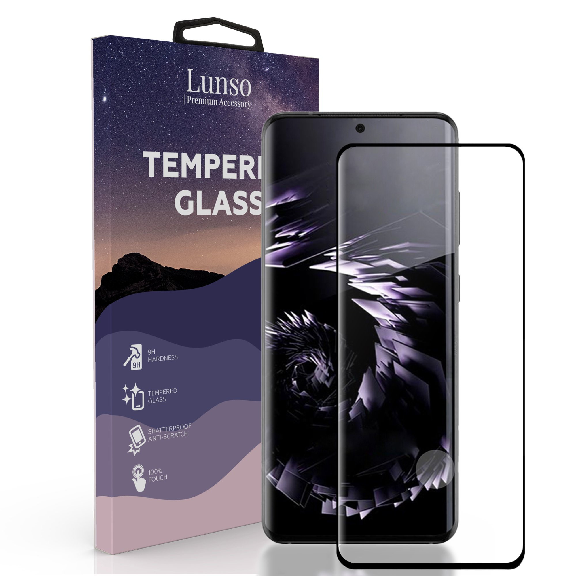 Lunso - Samsung Galaxy S21 Ultra - Gehard Beschermglas - Full Cover Screenprotector - Black Edge