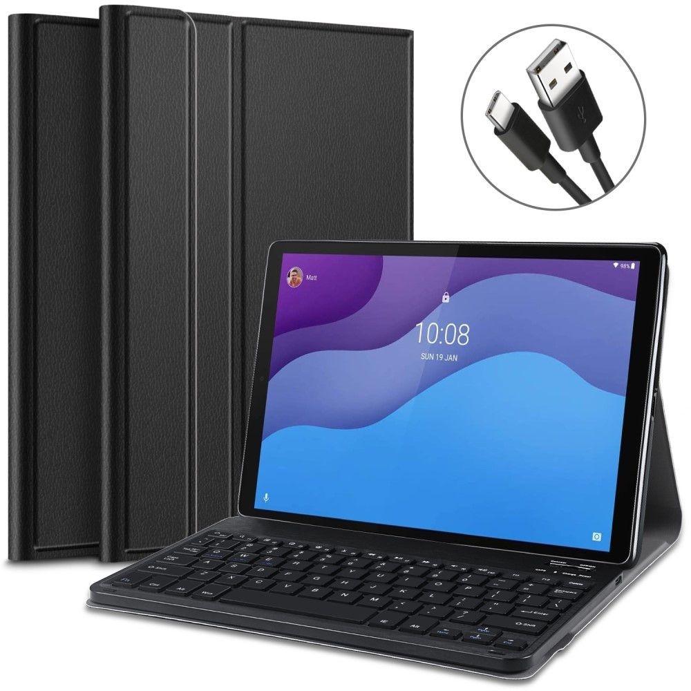 Lunso - Afneembare Keyboard Hoes - Lenovo Tab M10 HD Gen 2 (2e Generatie) - Zwart