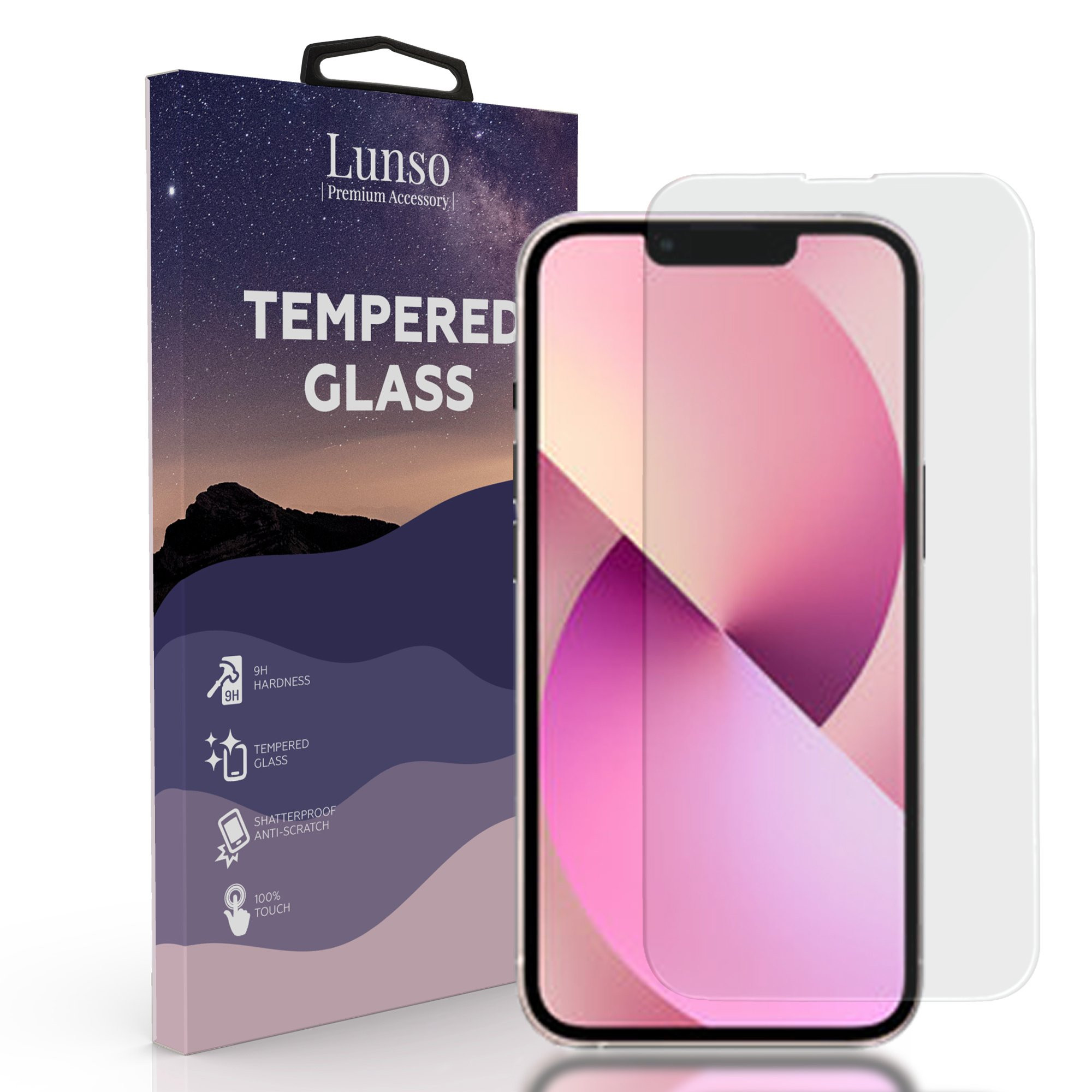 Lunso - Gehard Beschermglas - Full Cover Tempered Glass - iPhone 13 / iPhone 13 Pro