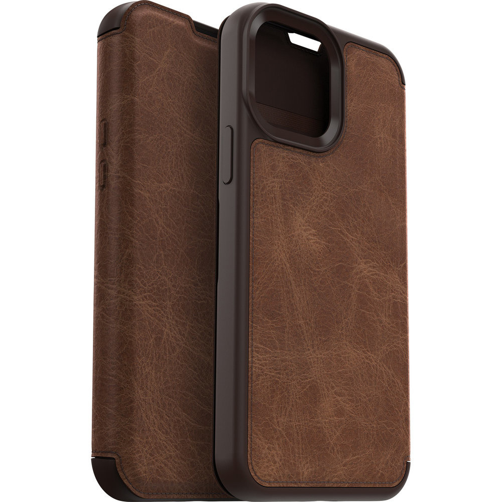 Otterbox - Strada Case wallet hoes - iPhone 13 - Bruin + Lunso Tempered Glass