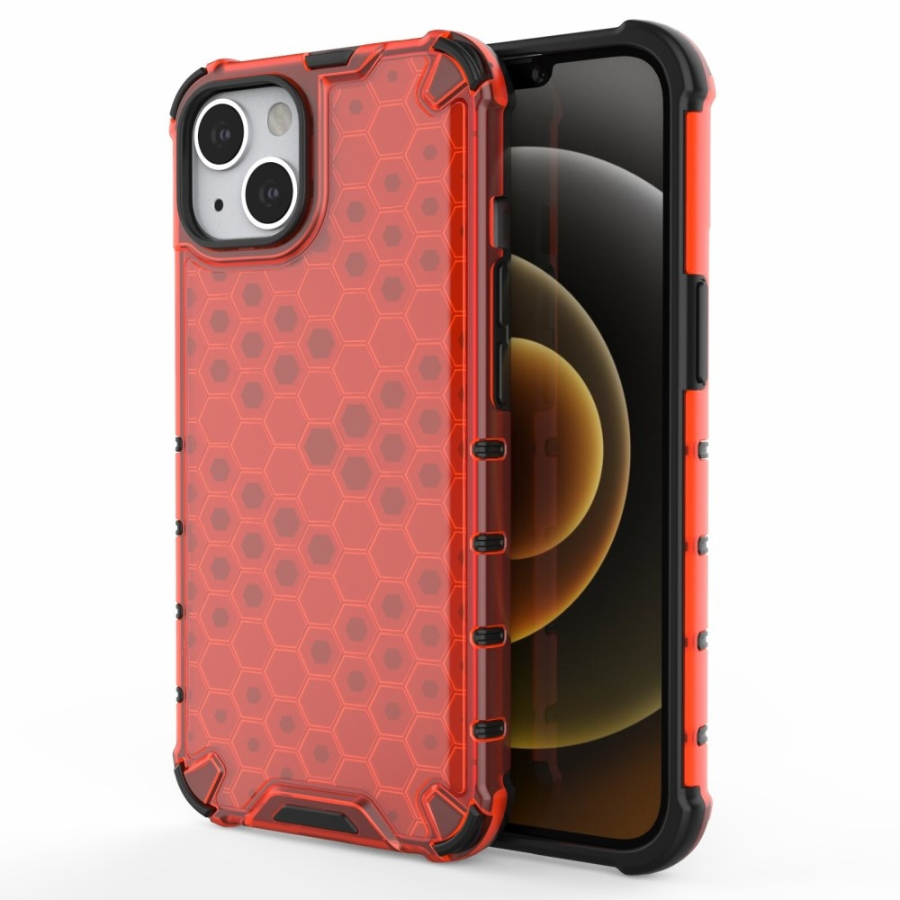Lunso - Honinggraat Armor Backcover hoes - iPhone 13 - Rood