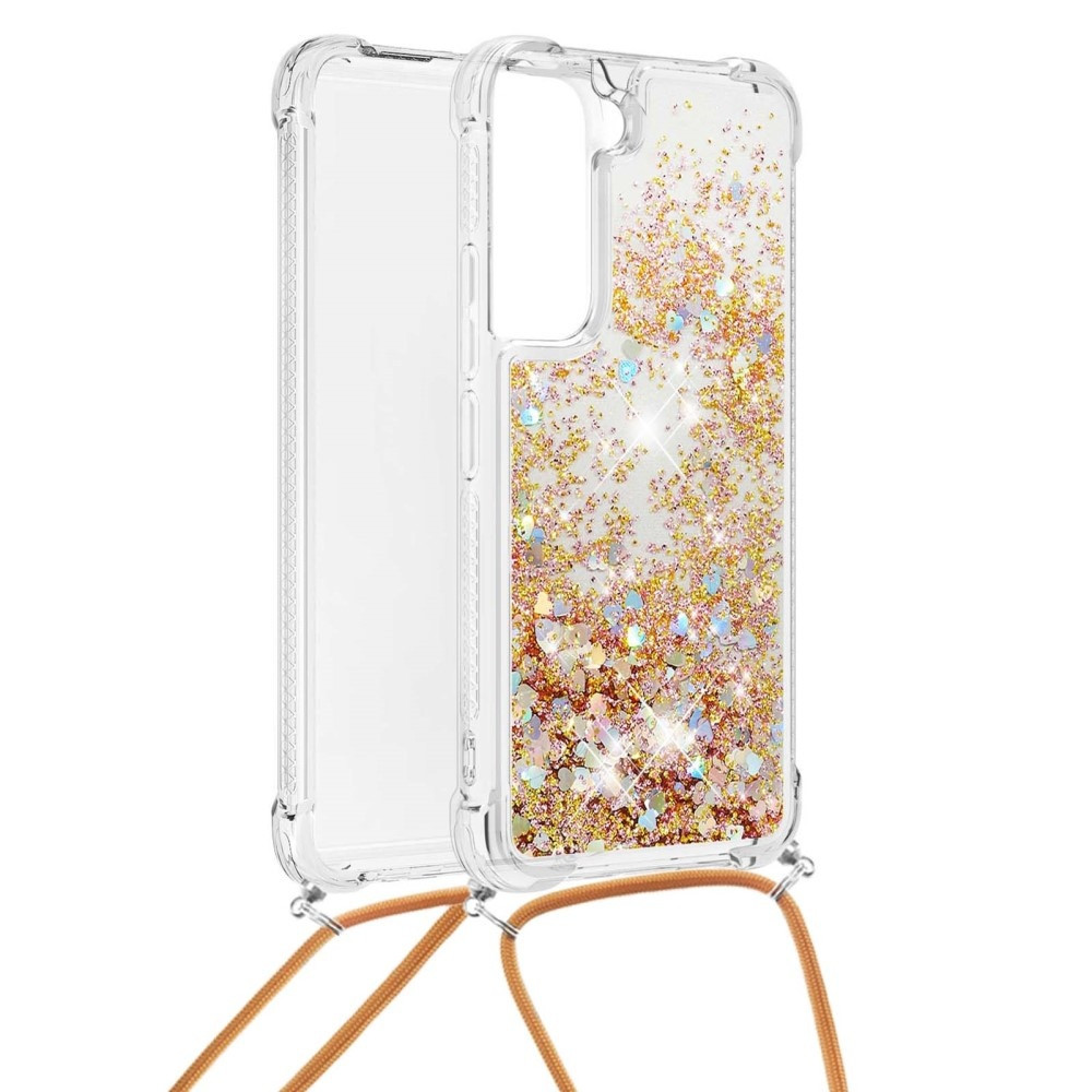 Lunso - Backcover hoes met koord - Samsung Galaxy S22 - Glitter Goud