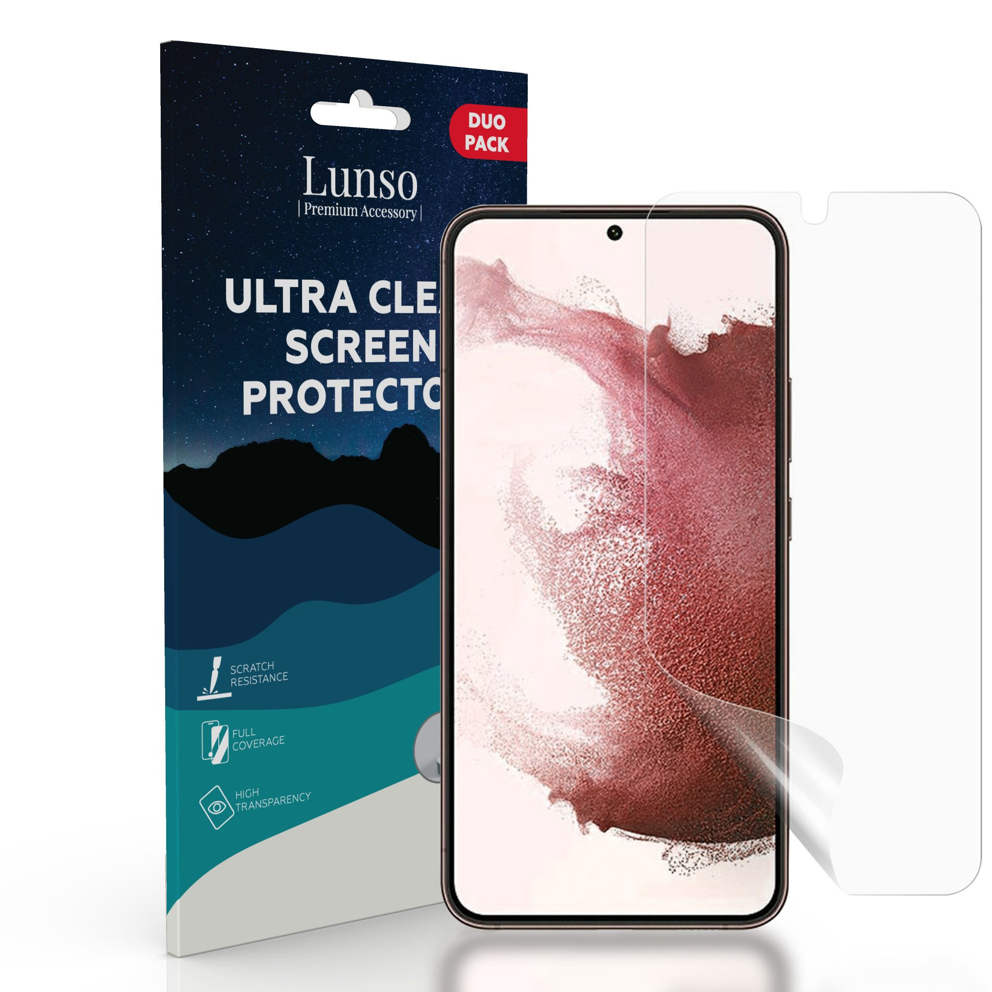 Lunso - Duo Pack (2 stuks) Beschermfolie - Full Cover Screen Protector - Samsung Galaxy S22 Plus