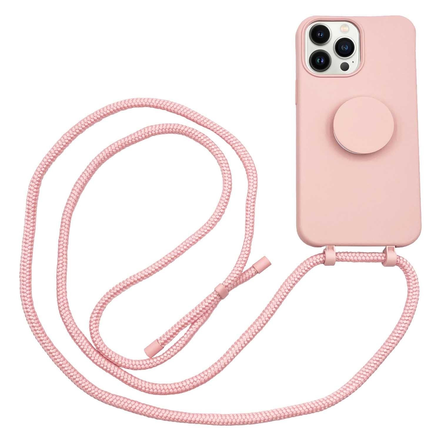 Høyde - iPhone 13 Pro Max - Telefoonhoes met koord + Socket houder - Roze