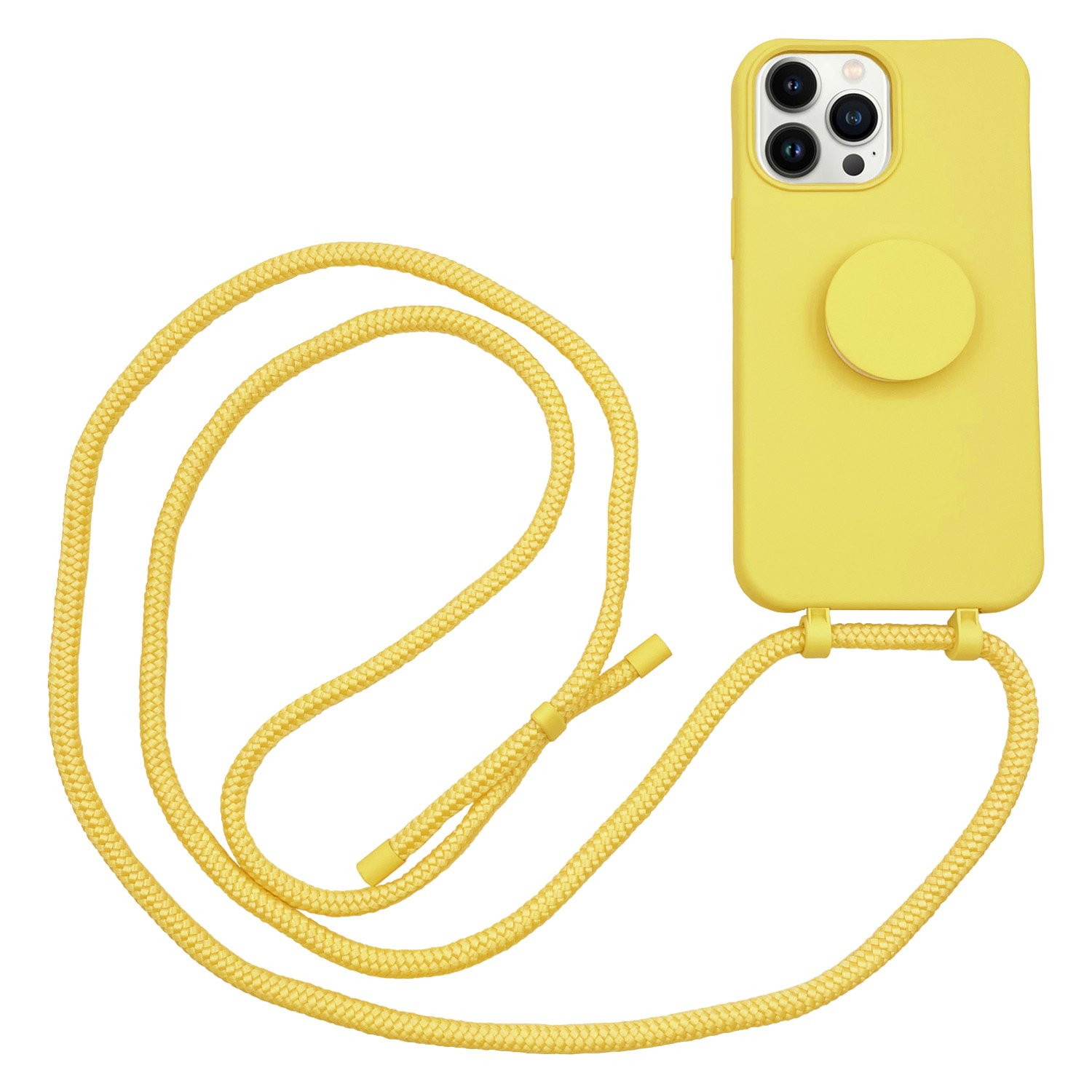 Høyde - iPhone 13 Pro Max - Telefoonhoes met koord + Socket houder - Geel