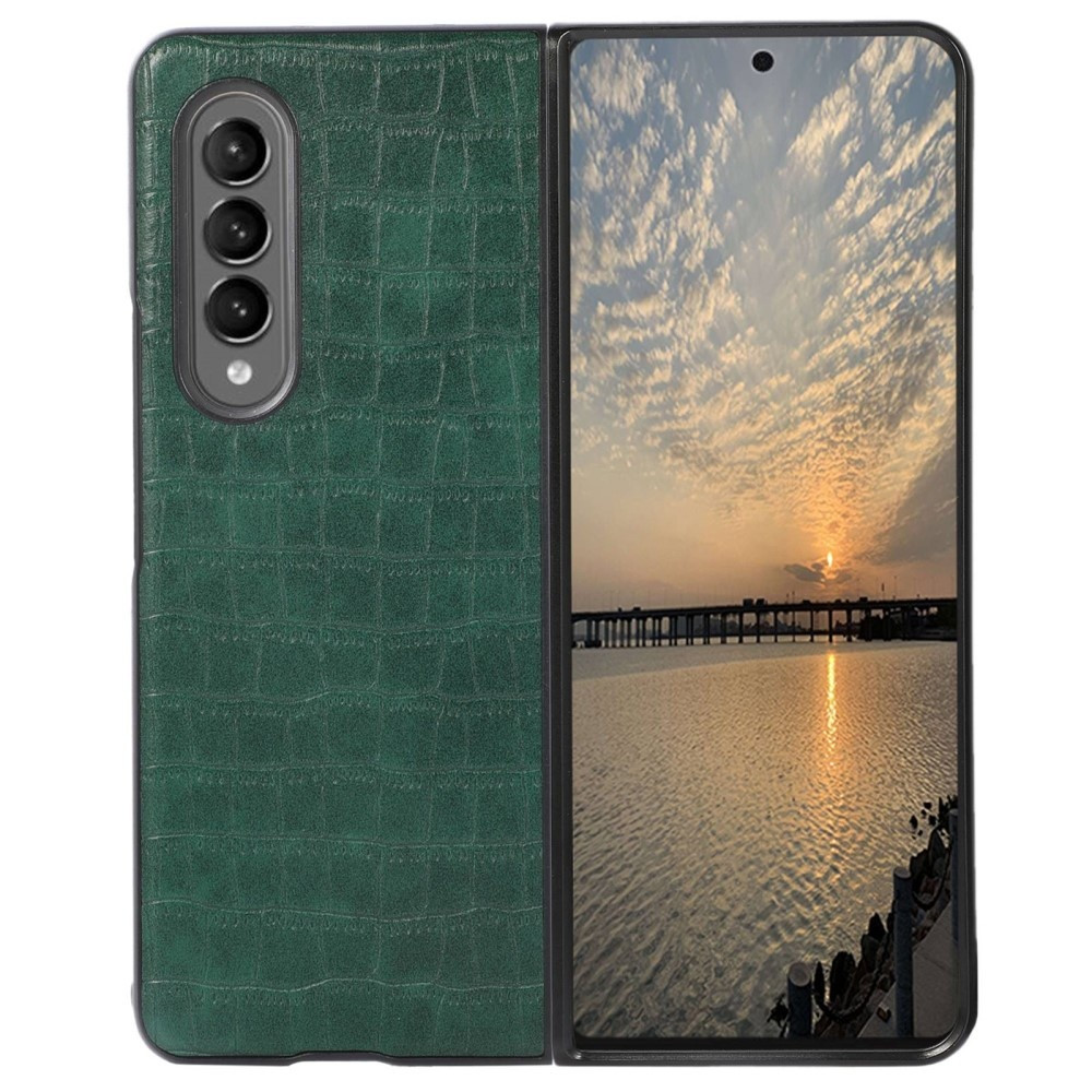 Lunso - Samsung Galaxy Z Fold4 - Croco patroon cover hoes - Groen