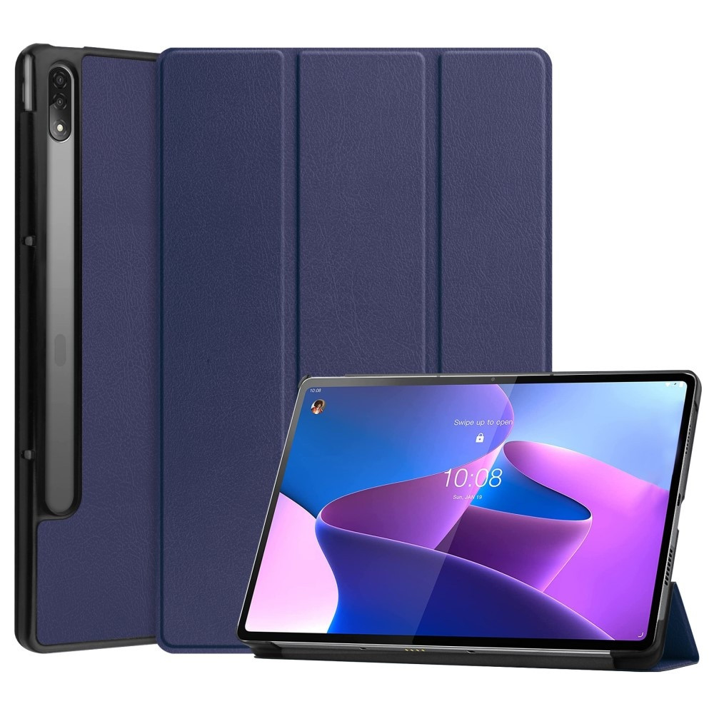 Lunso - Lenovo Tab P12 Pro - Tri-Fold Bookcase hoes - Donkerblauw