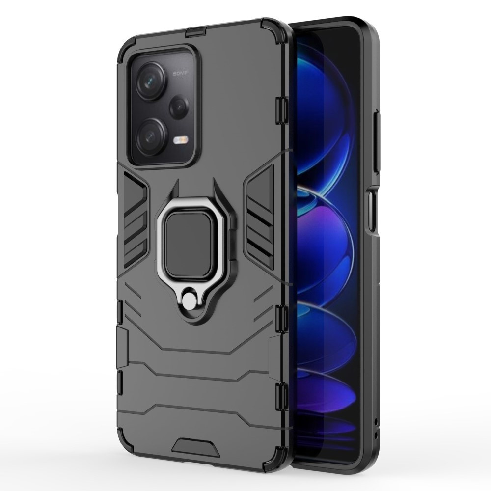 Lunso - Xiaomi Poco X5 Pro - Armor backcover hoes met ringhouder - Zwart