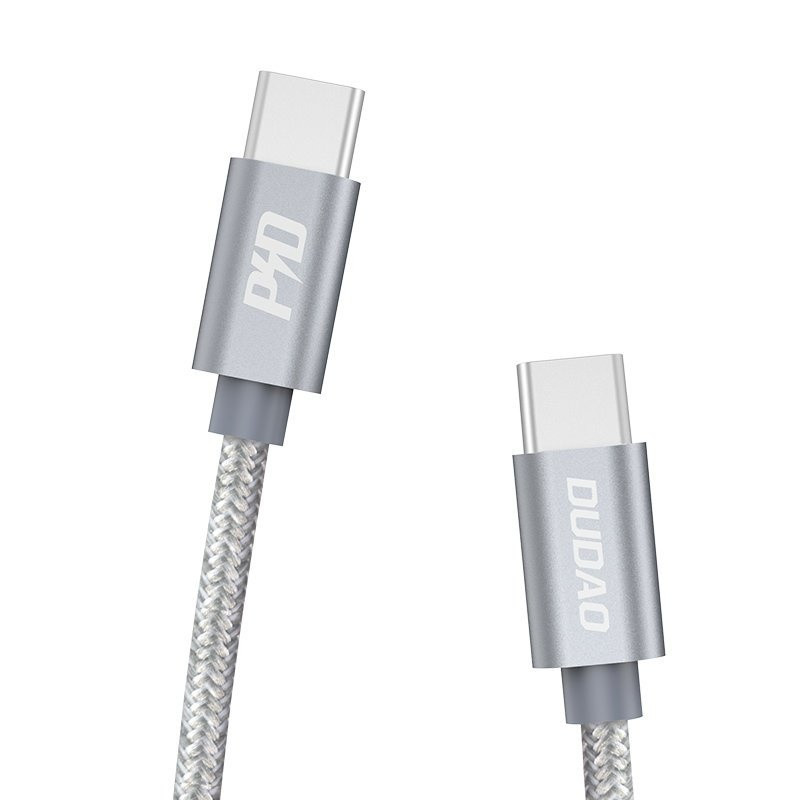 Dudao - USB-C naar USB-C nylon oplader - PD 45W Fast charge oplaadkabel - 1 Meter - Grijs