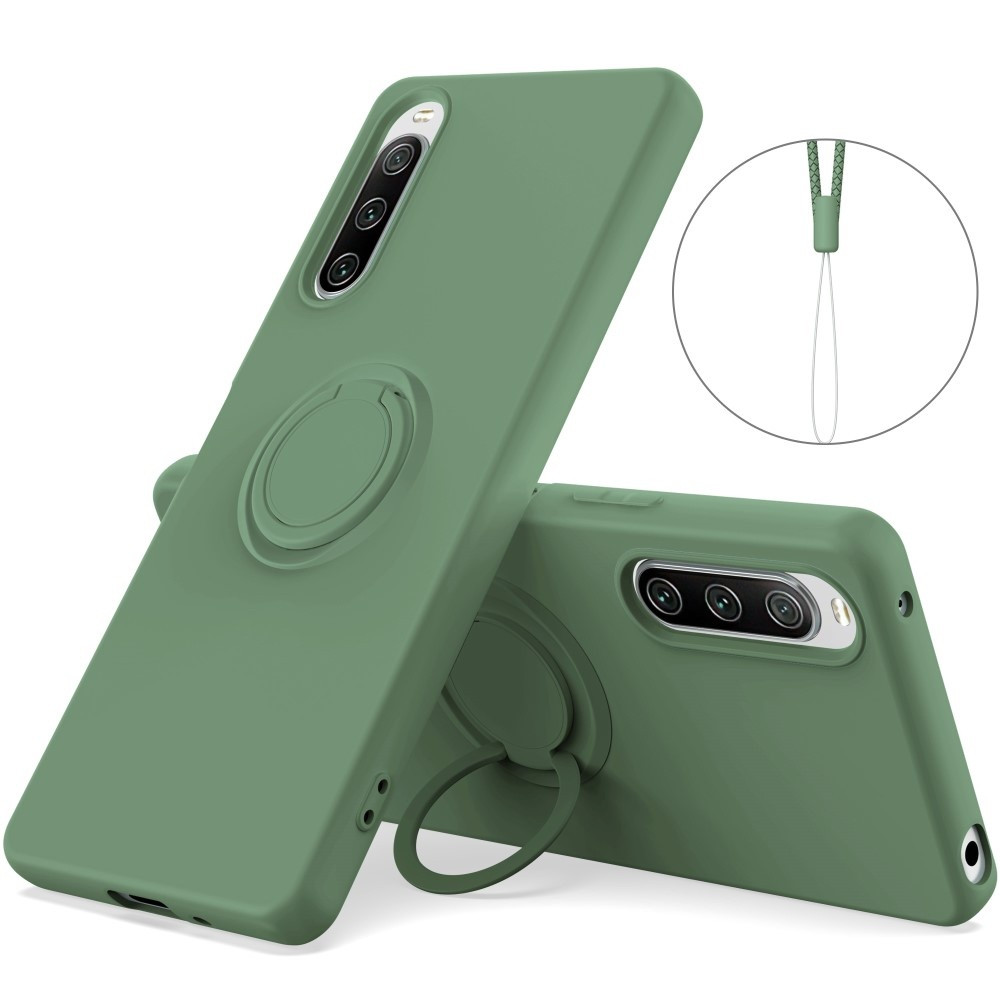 Lunso - Sony Xperia 10 V - Ringhouder Backcover hoes - Groen