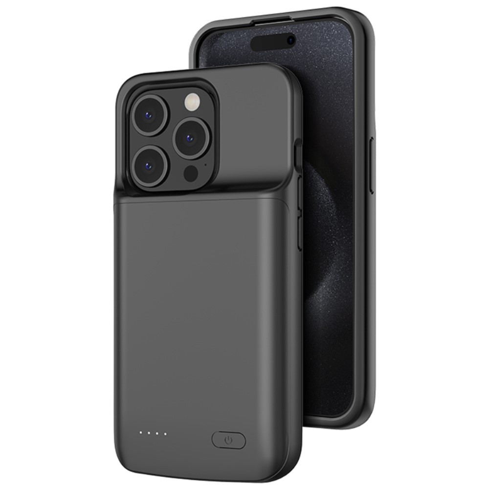 Lunso - iPhone 15 Pro Max case - Powerbank hoesje - 6000 mAh - Zwart