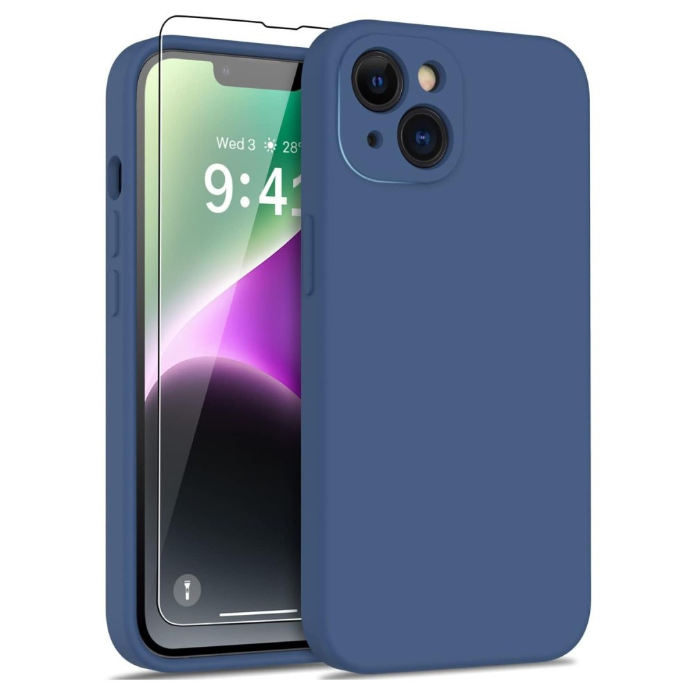 Lunso - iPhone 15 Plus - Hoesje Flexibel silicone Backcover - Donkerblauw