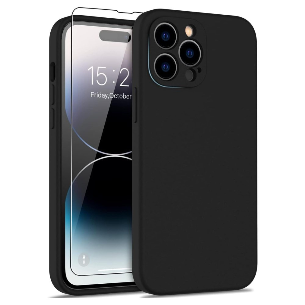 Lunso - iPhone 15 Pro - Hoesje Flexibel silicone Backcover - Zwart