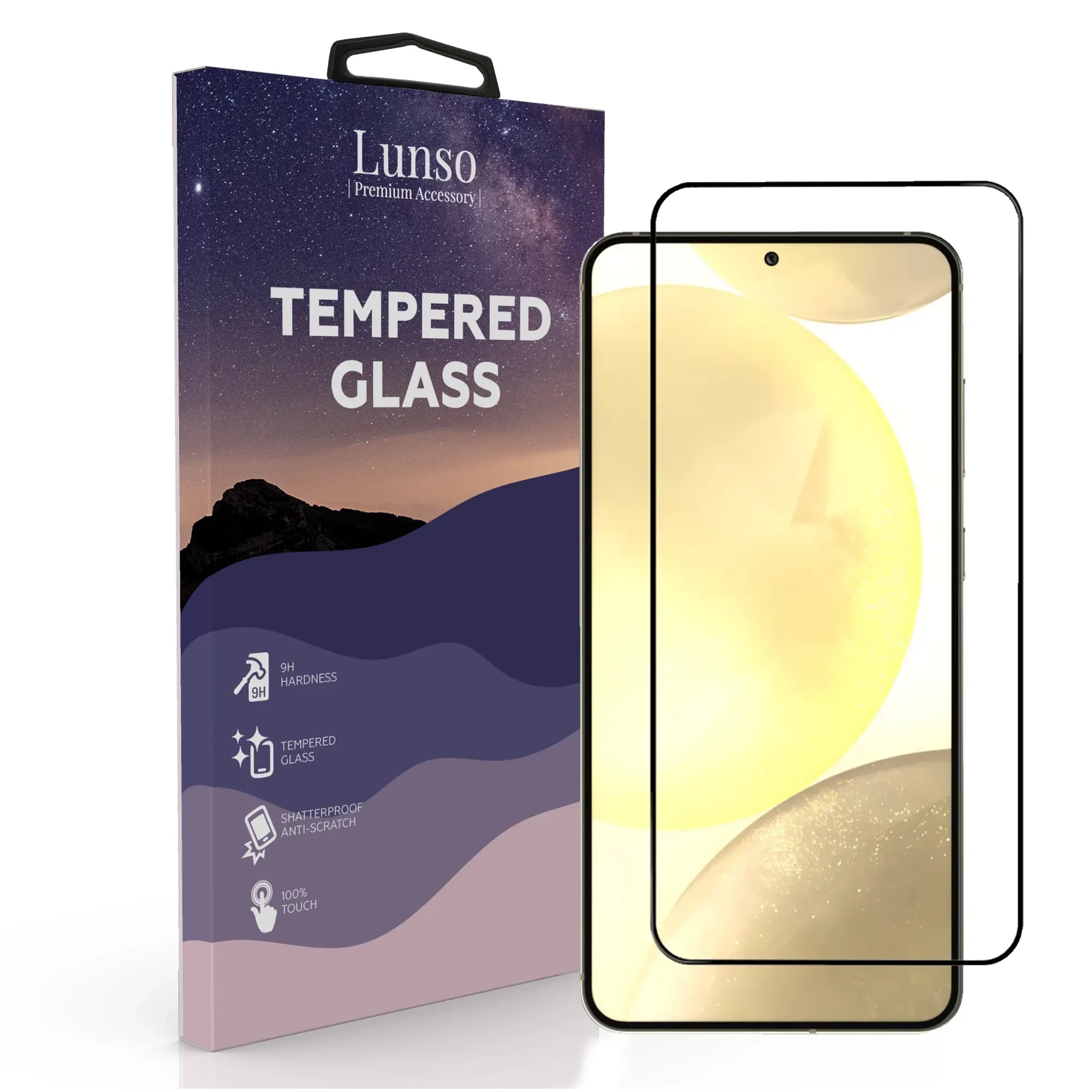 Lunso Samsung Galaxy S24 Gehard Beschermglas - Full Cover Screenprotector - Black Edge