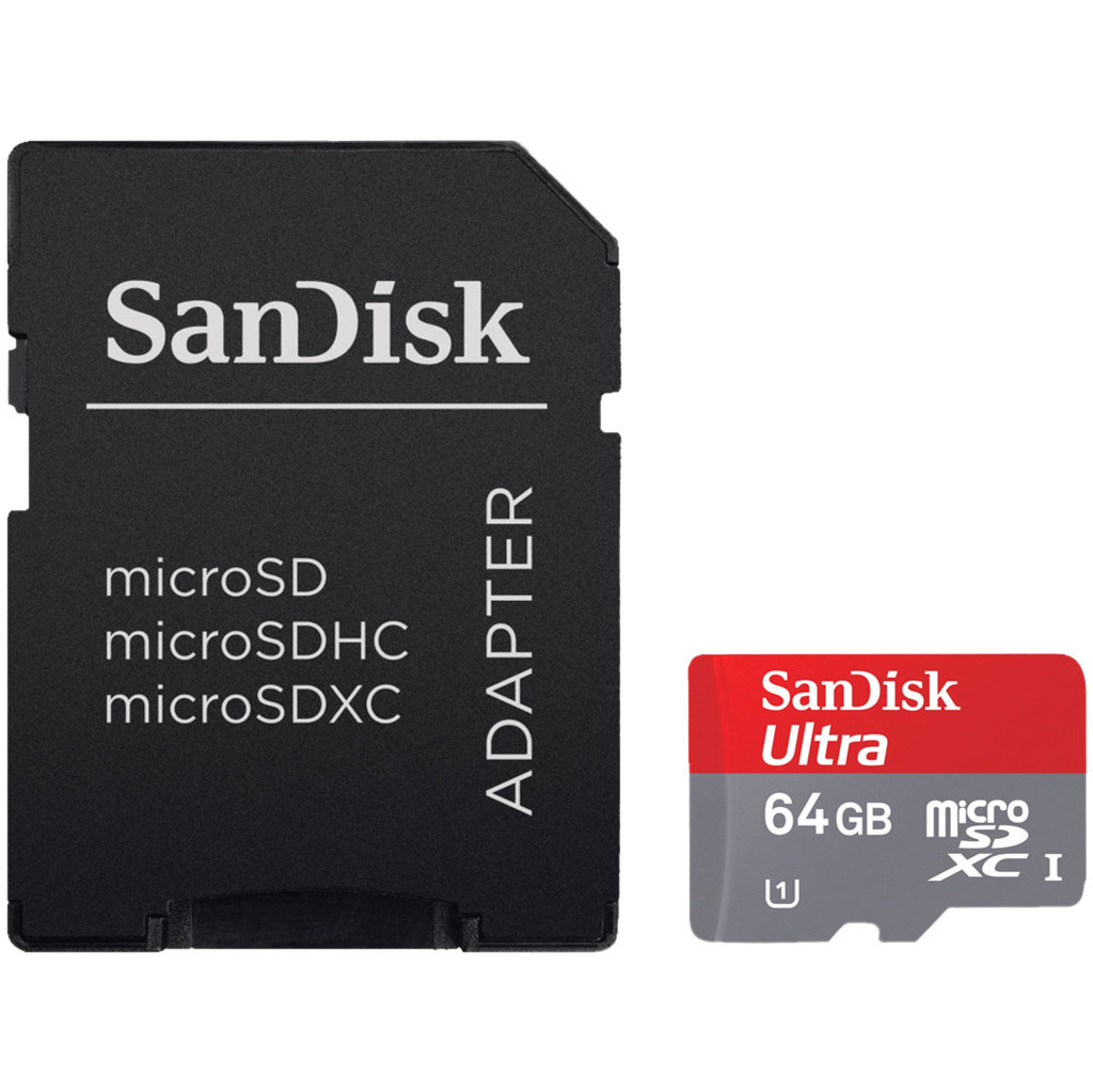 SanDisk MicroSDXC Ultra 64GB 120 MB/s CL10 A1 UHS-1 + SD Ada