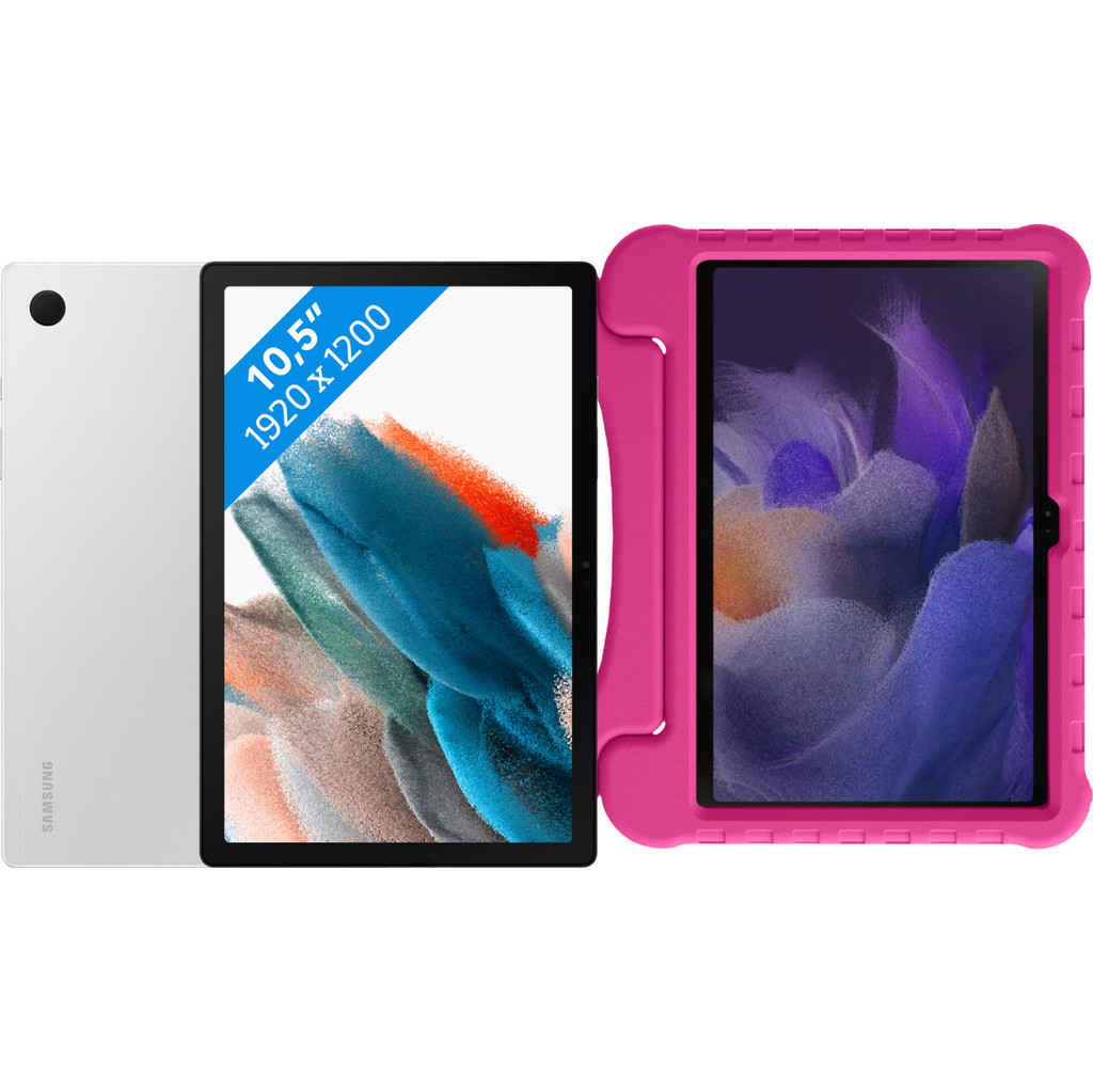 Samsung Galaxy Tab A8 32GB Wifi Zilver + Just in Case Kids Cover Roze