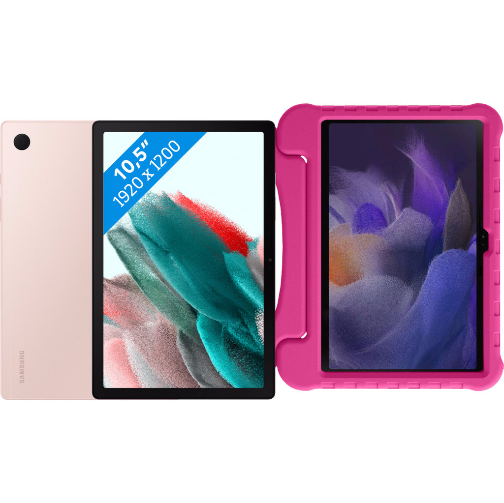 Samsung Galaxy Tab A8 32GB Wifi Ros&eacute;goud + Just in Case Kids Cover Roze