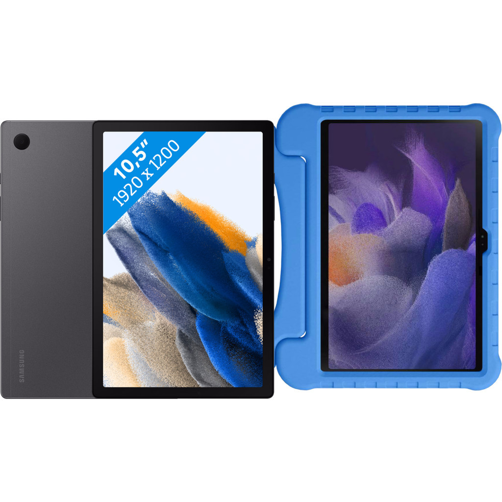 Samsung Galaxy Tab A8 64GB Wifi Grijs + Just in Case Kids Cover Blauw