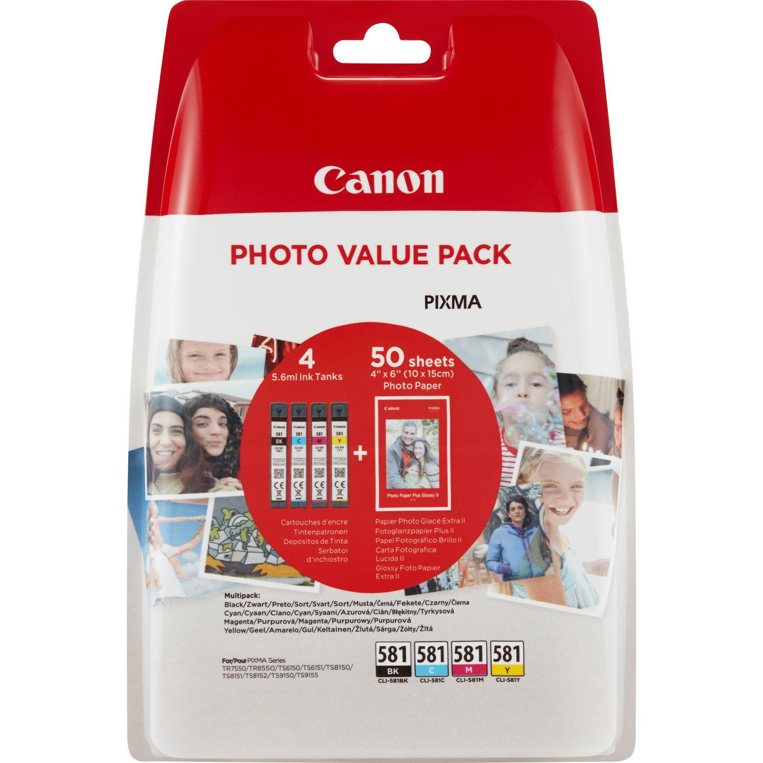 Canon CLI-581 value pack + 50 vel