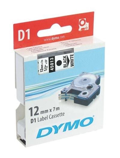 Dymo label D1 Zwart/Wit 12mm x 7m