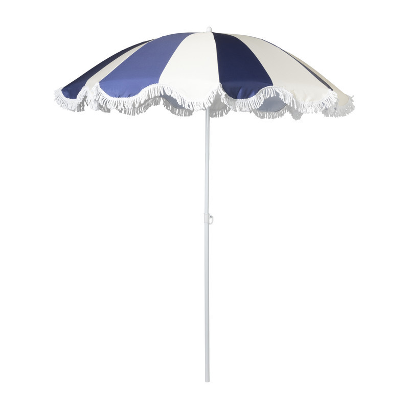 Parasol gestreept - blauw/wit - ø160x180 cm