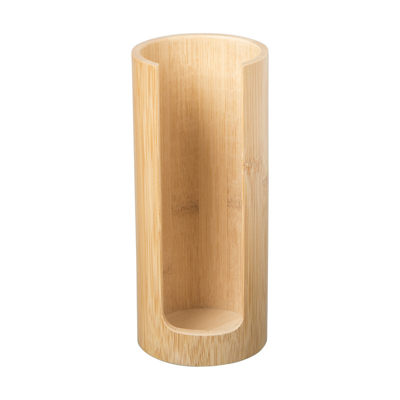 Wattenschijfjeshouder bamboe - ø7x17.5 cm