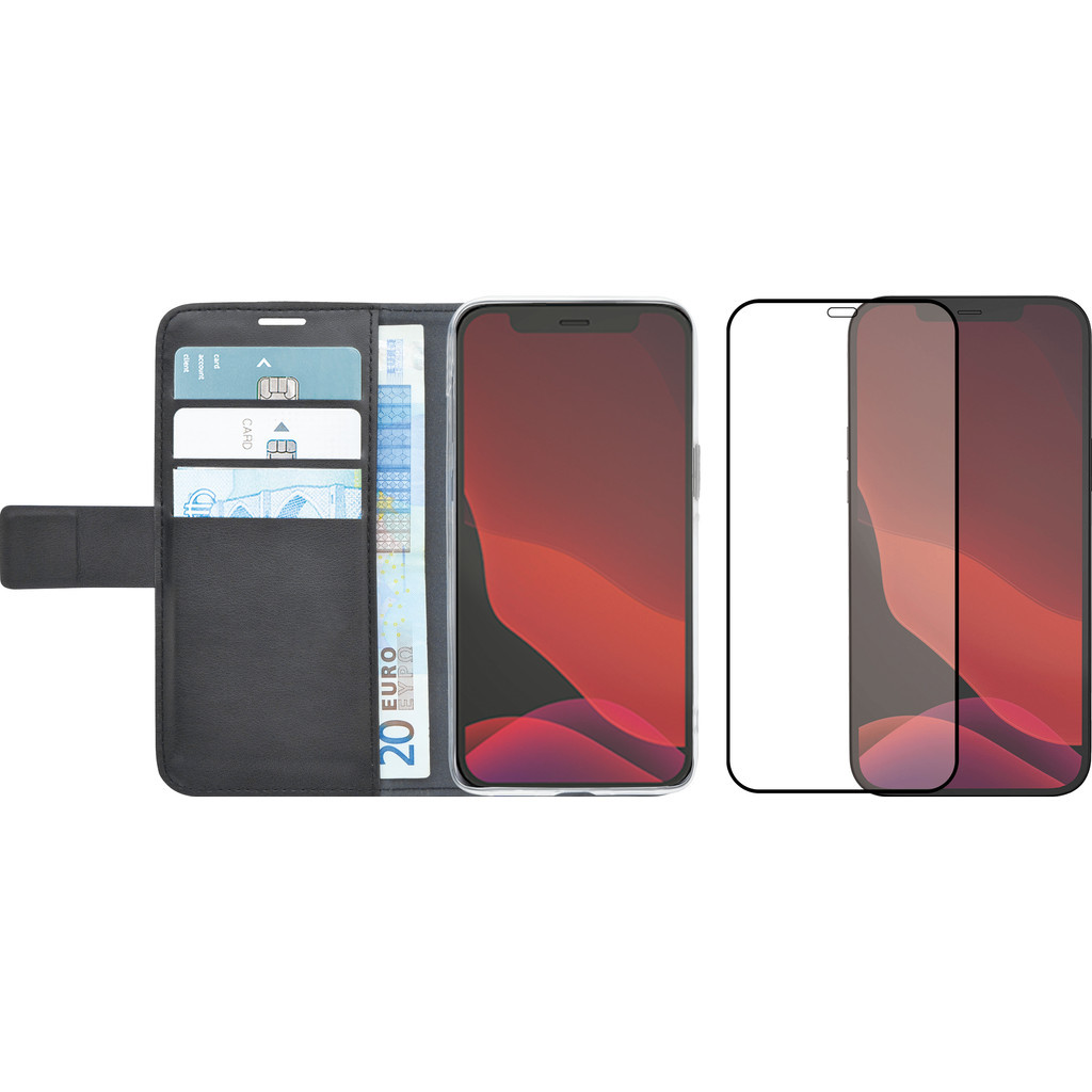 Azuri Wallet Apple iPhone 12 / 12 Pro Book Case Zwart + Azuri Screenprotector