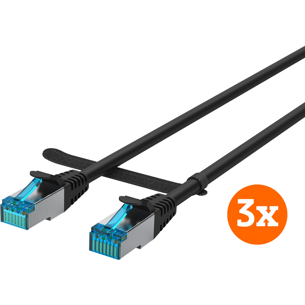 BlueBuilt Netwerkkabel STP CAT6 0,5 meter Zwart 3-Pack
