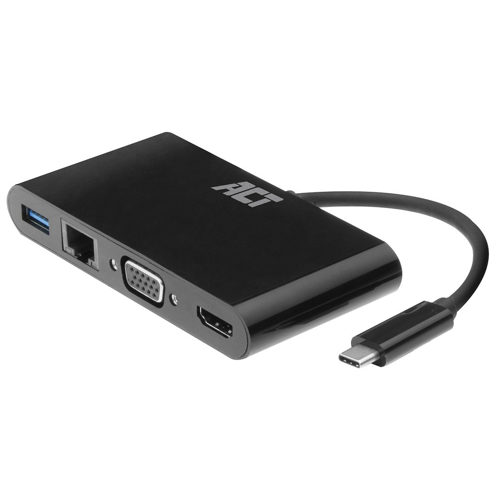ACT USB-C naar HDMI of VGA Multiport Adapter 4K met Ethernet