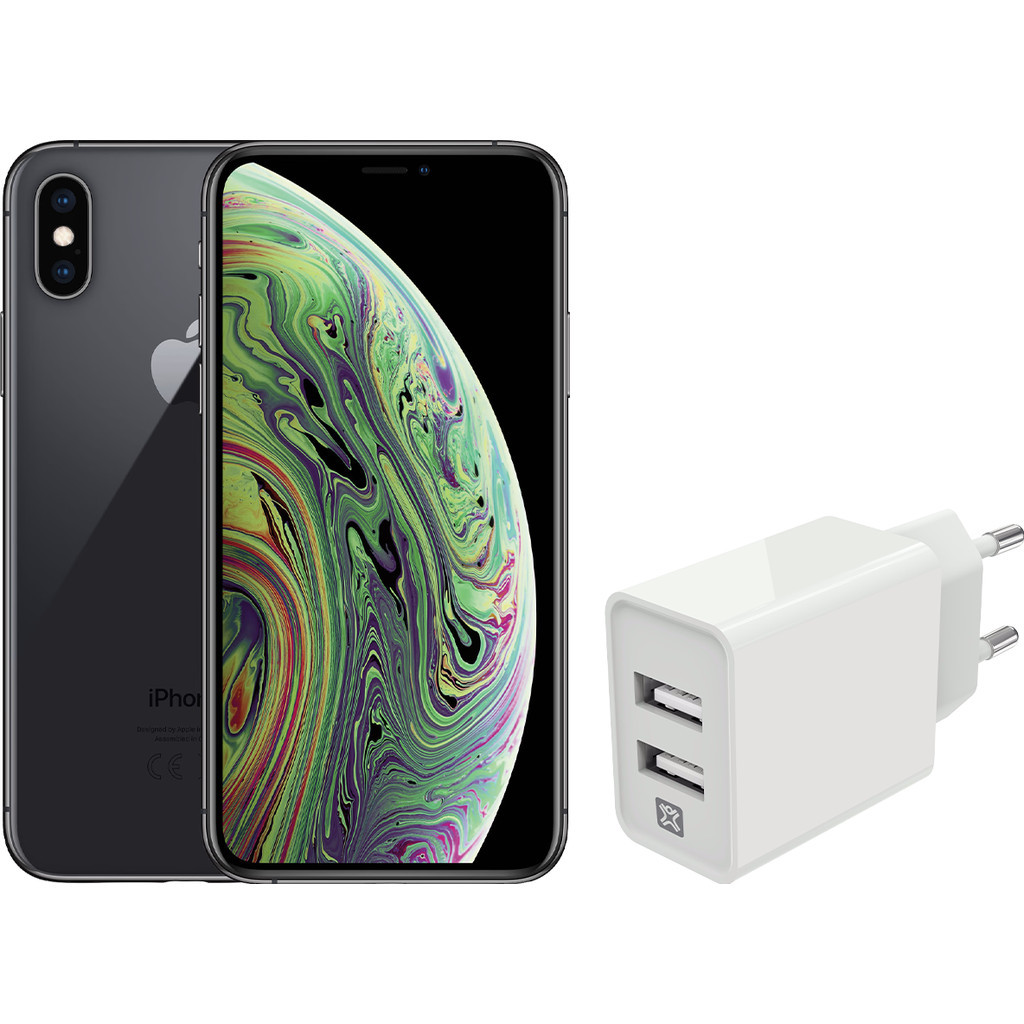 Refurbished iPhone Xs 64GB Space Gray + XtremeMac Oplader met 2 Usb A Poorten 12W