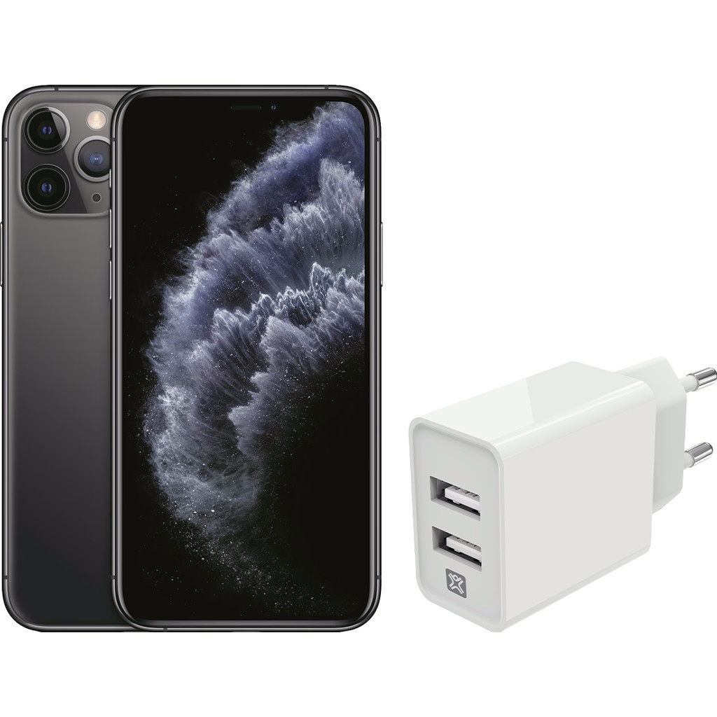 Refurbished iPhone 11 Pro 64GB Space Gray + XtremeMac Oplader met 2 Usb A Poorten 12W
