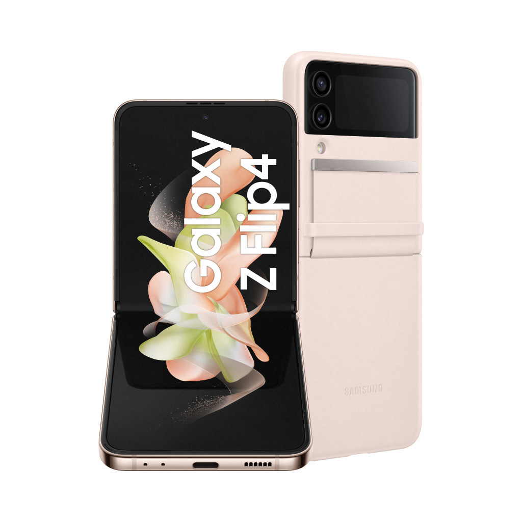 Samsung Galaxy Z Flip 4 128GB Roze Goud 5G + Back Cover Leer Roze