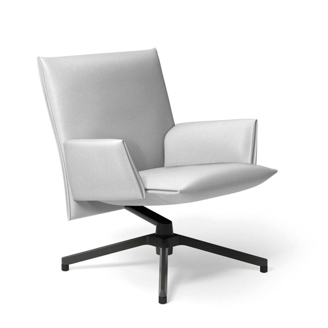 Knoll Pilot Stoel Low White / Charcoal / Met arm