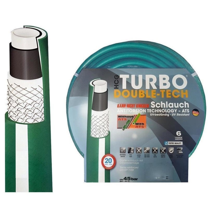 Turbo-Double-Tech® Tuinslang / Waterslang Ø 3/4” / 19mm - 6-lagen - Anti Torsie Systeem 50 meter