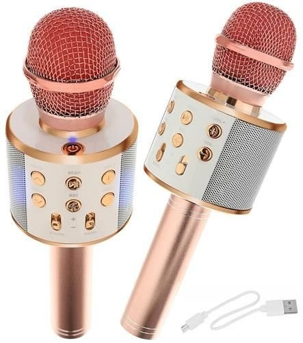 Draadloze Karaoke Microfoon Draadloos met Speaker Bluetooth Rosé Goud Rosé Goud