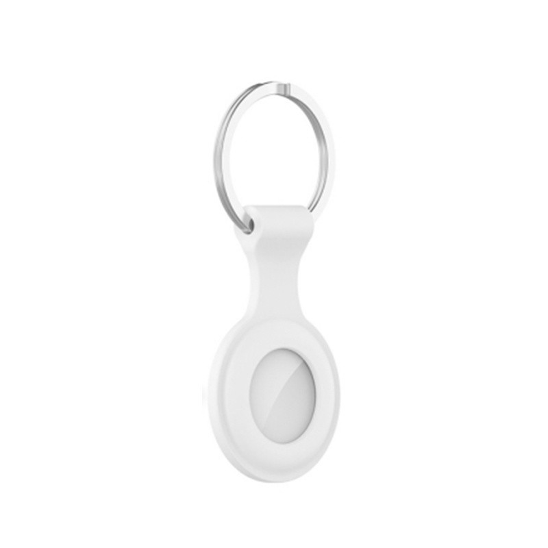 Icon Siliconen Hoesje met Sleutelhanger voor Apple AirTag - Cover met Sleutelhanger-ring - Wit