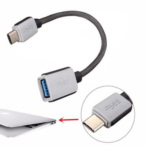 USB-C Kabel 0,20 meter Adapterkabel USB-C Male / USB-A Female Heavy Duty Nylon