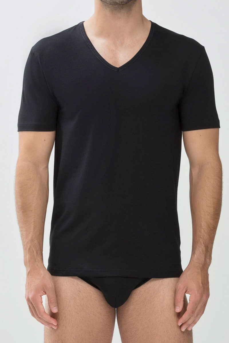 Mey dry cotton T-shirt V-hals zwart