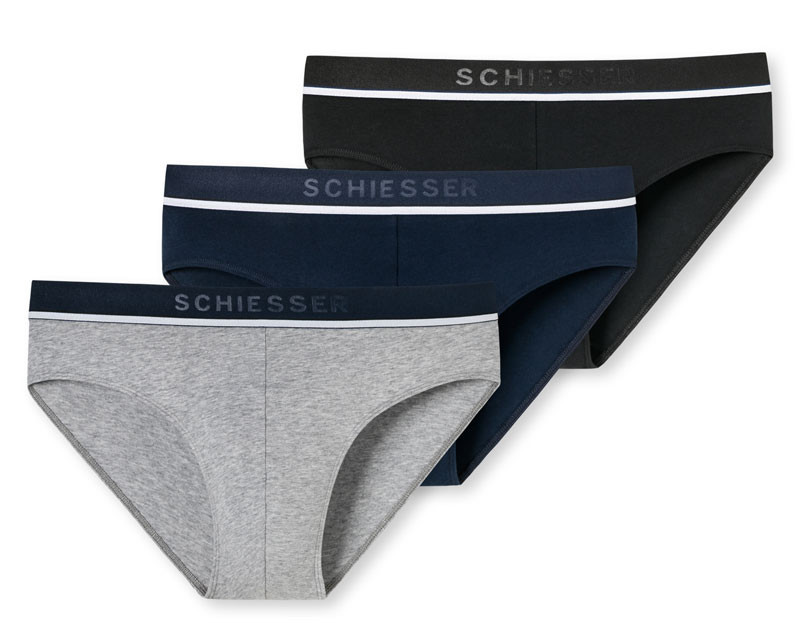 Schiesser Rio slips 95/5 blauw-zwart-grijs 3-pack