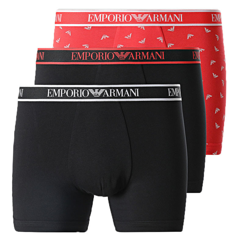 Armani boxershorts 3-pack rood-zwart