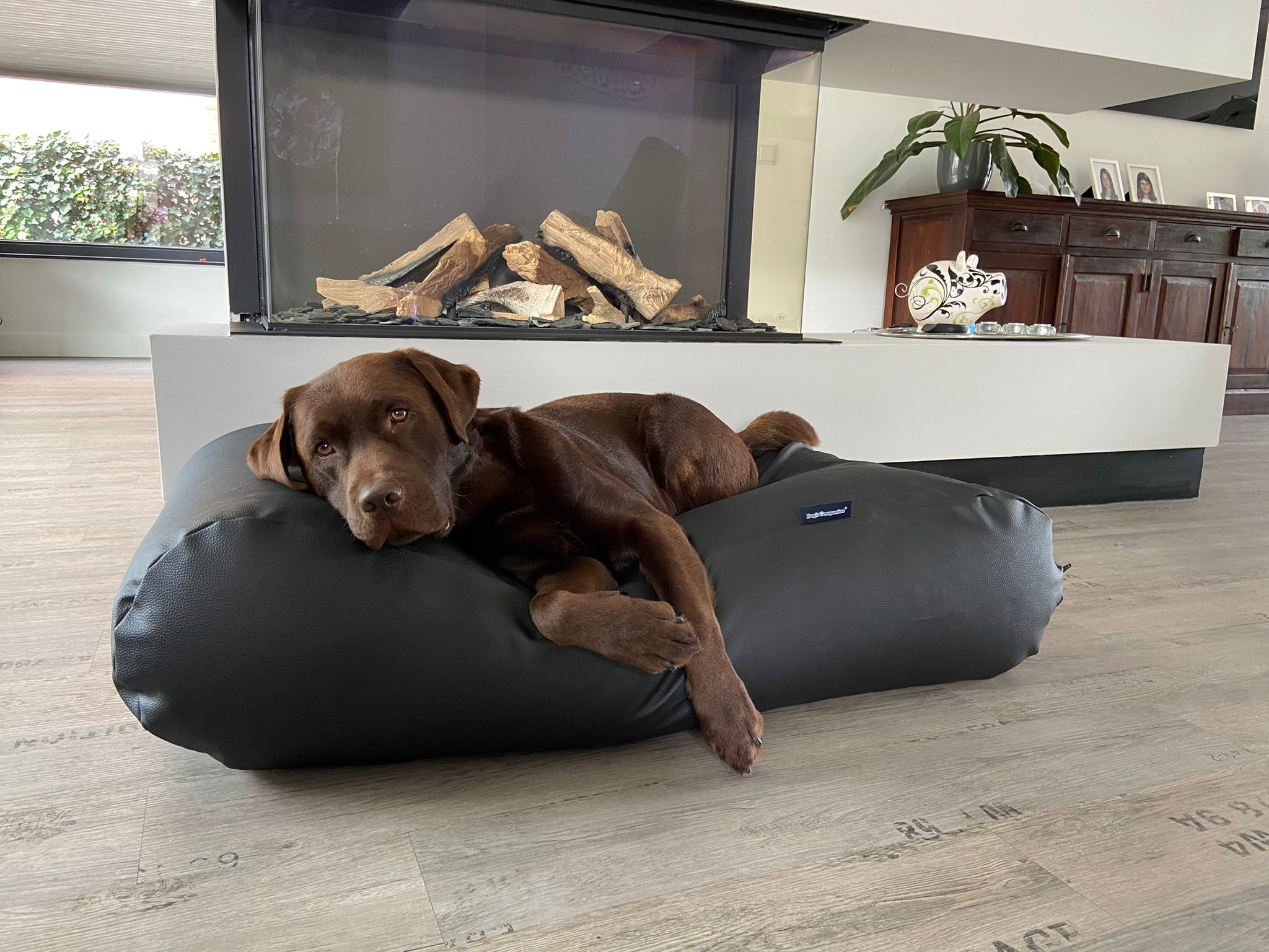 Dog's Companion® Hondenbed zwart leather look large