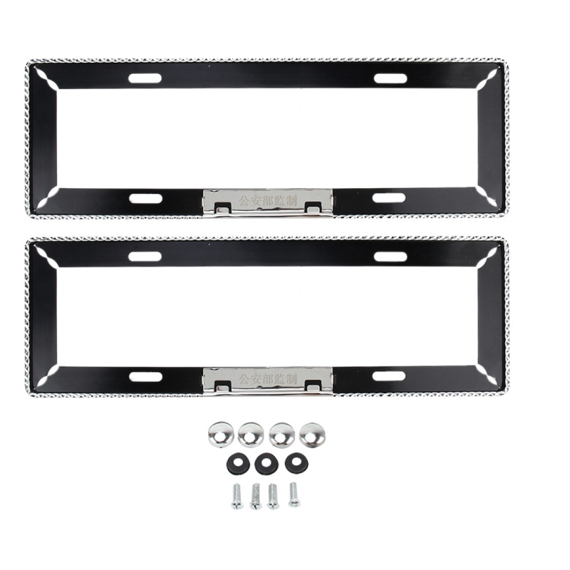 2 stuks RVS nummerplaat Frame eenvoudig en mooi auto License Plate Frame houder universele nummerplaat houder auto Accessories(Black)