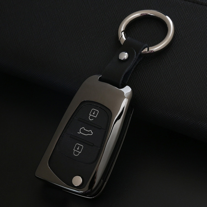 D stijl auto ronde Buckle sleutel Shell zink legering auto sleutel Shell hoes sleutelhanger voor Hyundai, willekeurige kleur levering