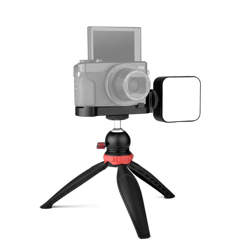 Yelangu CL9-A Camera Expansion Board Base L-plaatkit met LED Light + Tripod + Ball-Head voor Canon G7x2 / G7x3