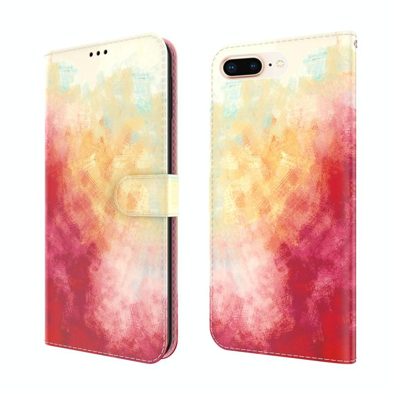 Aquarel Pattern Horizontal Flip Lederen Case met Houder & Card Slot & Portemonnee voor iPhone 8 Plus & 7 Plus (Spring Cherry)