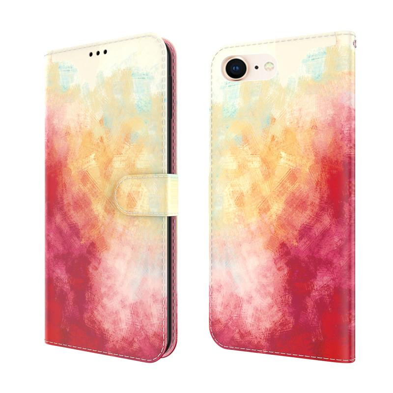 Aquarel Pattern Horizontal Flip Lederen Case met Houder & Card Slot & Portemonnee voor iPhone SE 2020 & 8 & 7 (Lente Cherry)