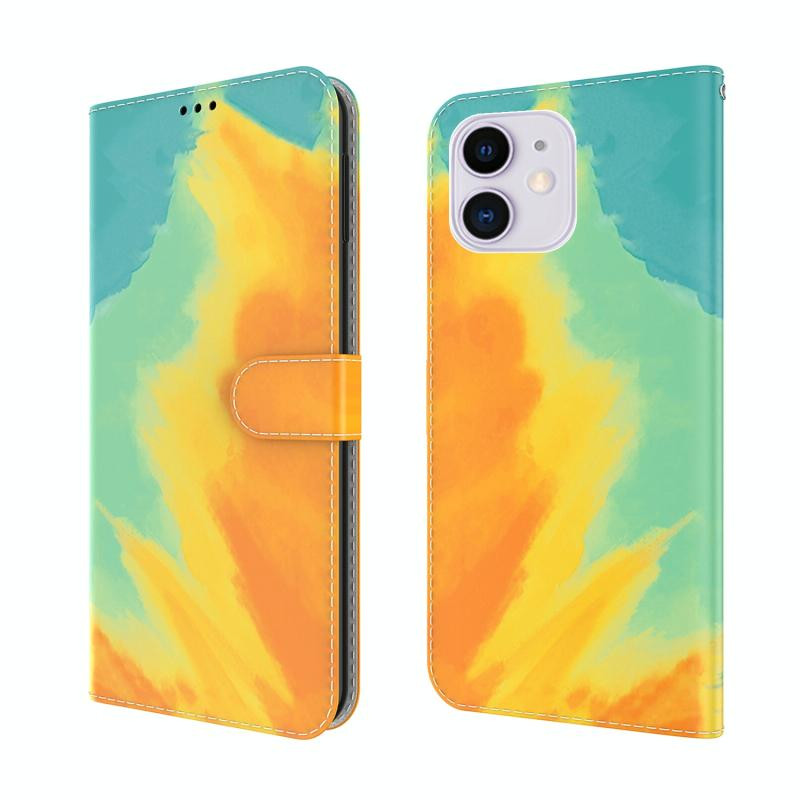 Aquarel Pattern Horizontale Flip Lederen Case met Houder & Card Slot & Portemonnee voor iPhone 11 (Herfst Bladkleur)